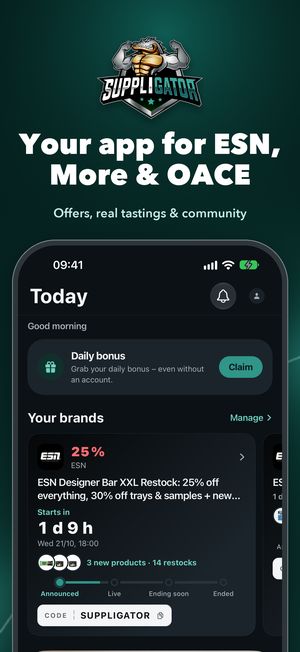 Suppligator app: supplement deals from ESN, More Nutrition and OACE on your phone