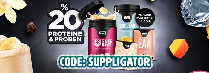 20% off protein products and 30% off samples in the new ESN promotion + free delivery on orders of 35 euros or more