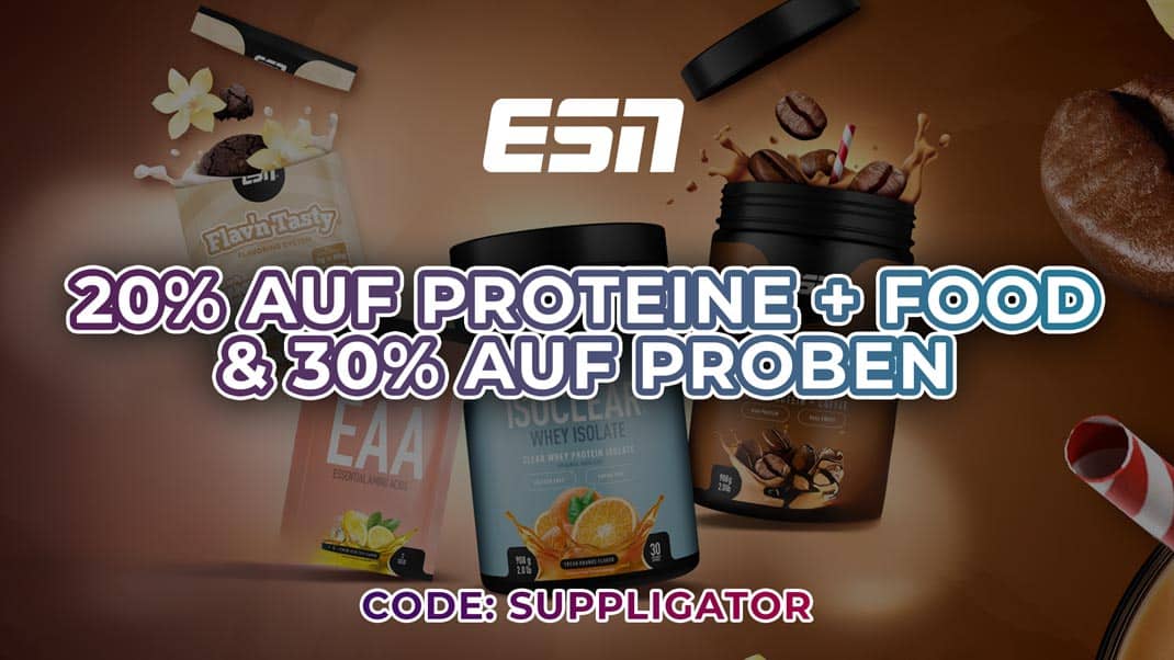 ESN Weekly Offer: 20% off protein supplements and food, and 30% off samples