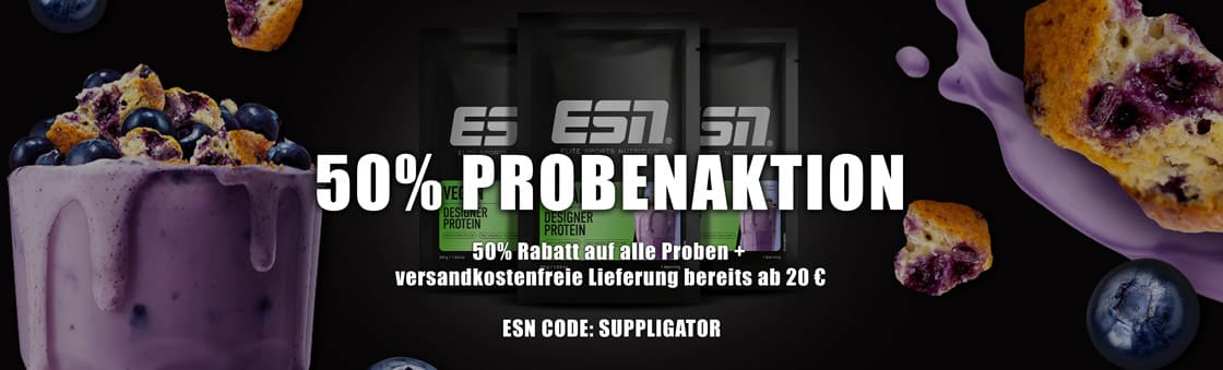 50% off ESN samples with free delivery on orders of 20 euros or more