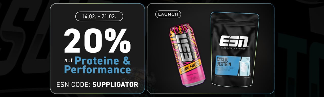 20% off protein and performance products in the ESN Love to Perform promotion