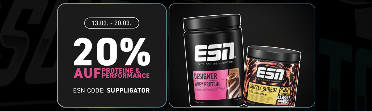 20% off protein & performance products at ESN + launch of Grizzly Shredz