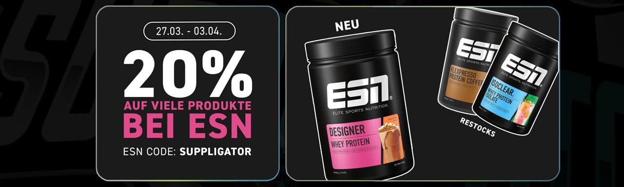 20% off many products at ESN + launch of Designer Whey Carrot Cake