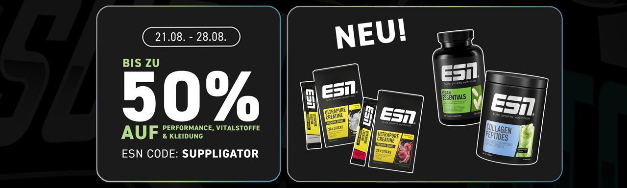 Save up to 50% on ESN Performance and Vitalstoff products with the Gym Wear Special