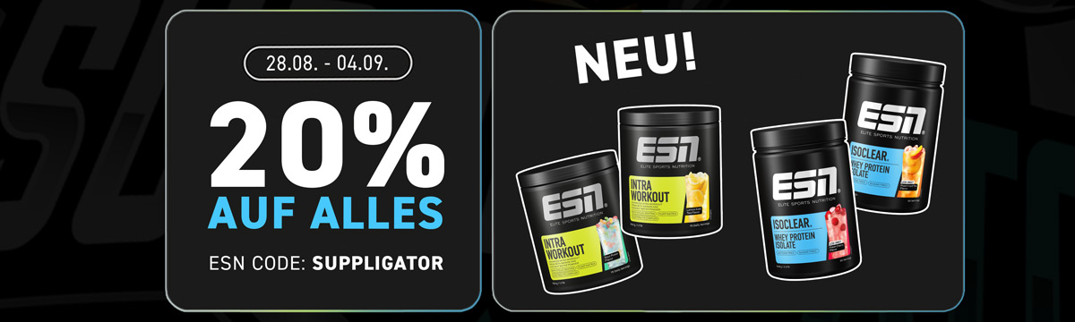 20% off everything at ESN + launch of Intra Workout and Isoclear Less Sweet