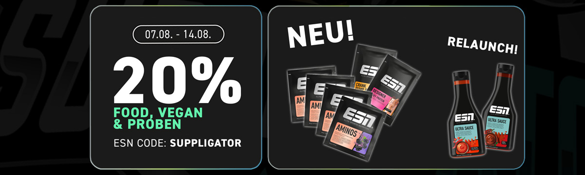 Up to 50% off food, vegan products and samples at ESN