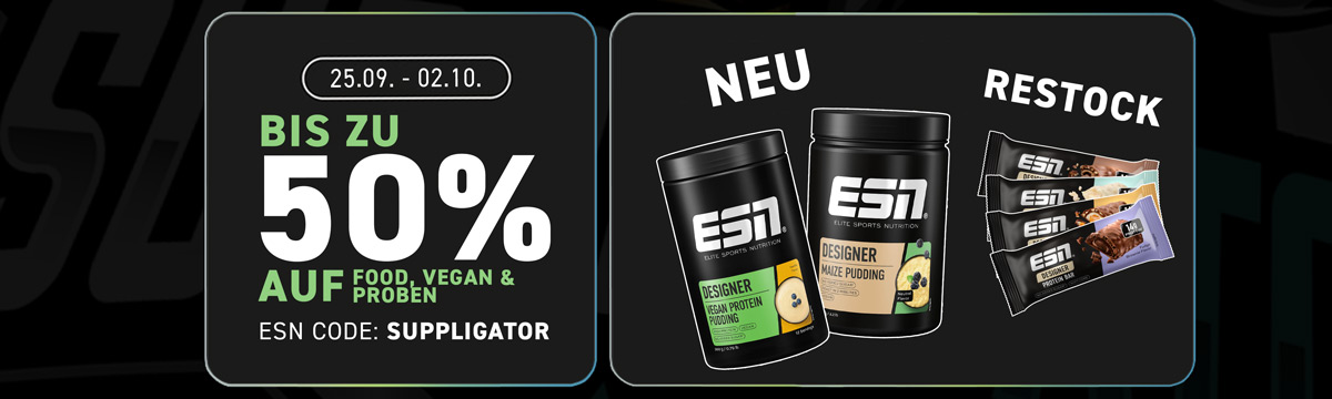 Up to 50% off food, vegan products and samples at ESN + launch of lots of products and bundles