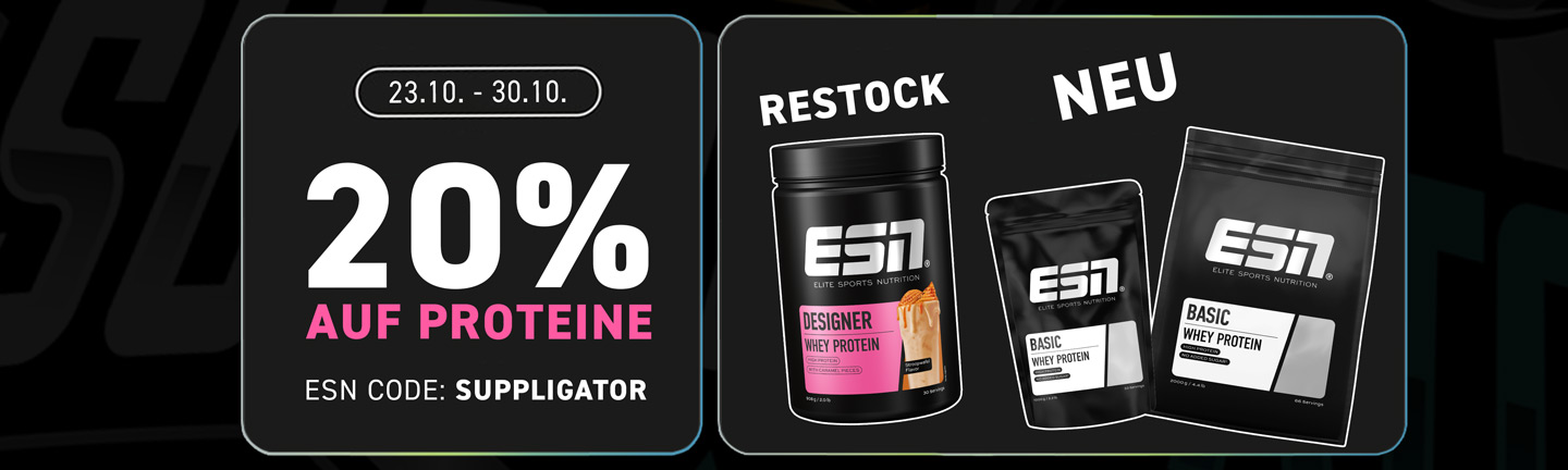 ESN protein promotion with 20% off and the launch of the new ESN Basic Whey
