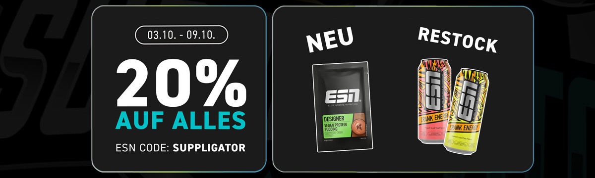 20% off everything at ESN + CRANK Energy back in stock