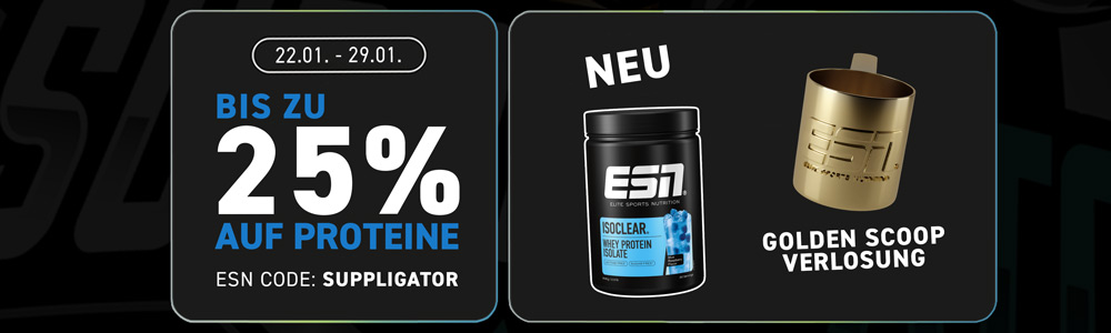 Up to 25% off in the ESN protein promotion + ISOCLEAR Blue Raspberry launch