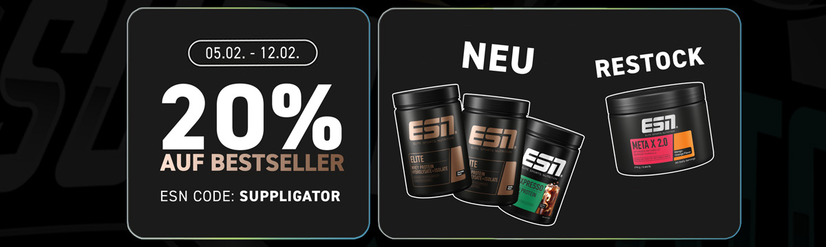 20% off bestsellers during ESN Bodybuilding Week to mark the launch of Elite Whey