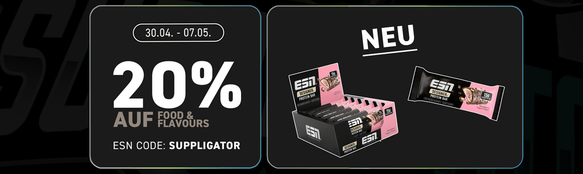 20% off food at ESN + new Designer Bar Strawberry Yoghurt