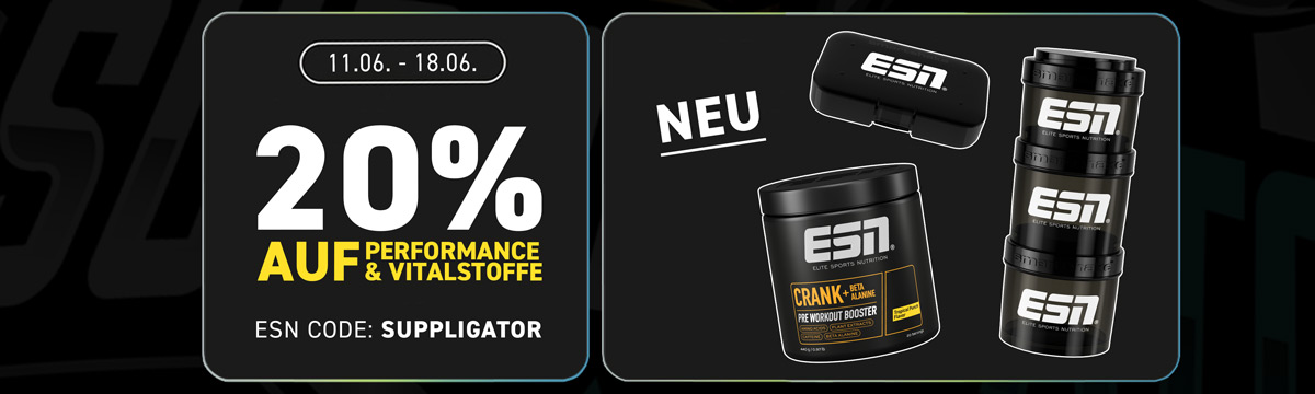 20% off performance and nutritional supplements at ESN to mark the launch of the new CRANK + Beta Alanine