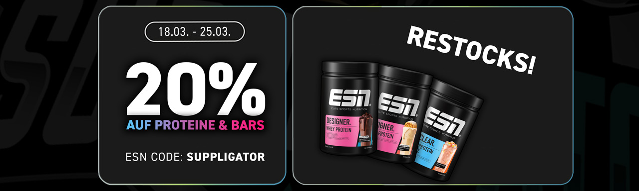 20% off protein products and bars at ESN