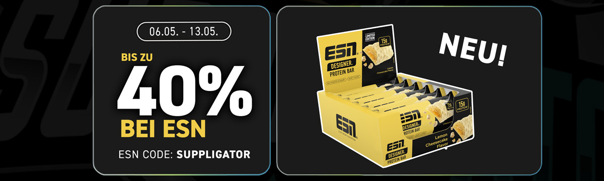Up to 40% off everything at ESN to mark the launch of the new Designer Bar in Lemon Cheesecake flavour