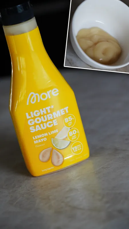 More Light Gourmet Sauce & Salad Dressing – Lemon Lime Mayo, with a small bowl