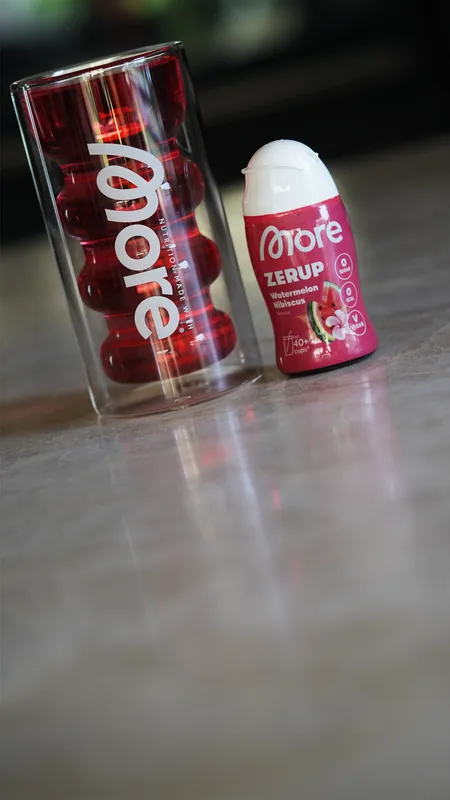 More Zerup – Watermelon Hibiscus, with a glass